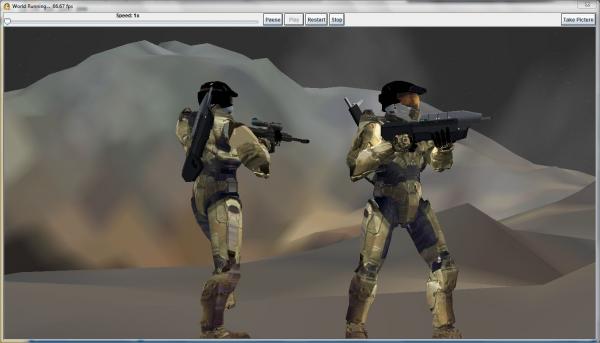 Two spartans standing on what is presumably a representation of Reach.

I am planning on making a Halo short mission, though it is up for debate whether I will get to it. (Probably a yes, but just in case)